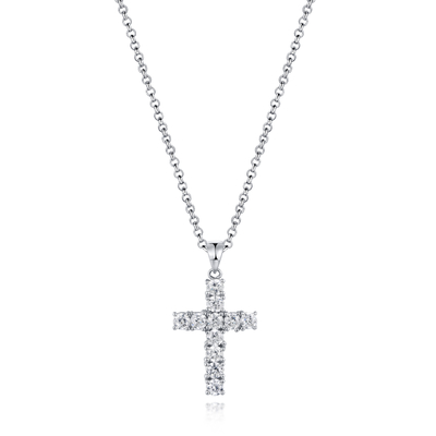 3.25mm Cubic Zircon Silver CZ Cross Pendant 2.02g Holy Necklace Custom Jewellery
