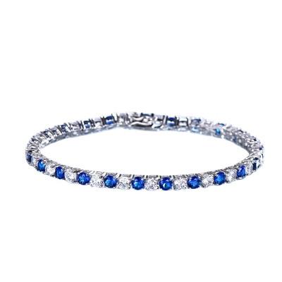 Luxury Created Nano Blue Sapphire Bracelet Women Romantic Wedding 925 Silver Fine Jewelry