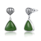 Casual 3.10g 925 Sterling Silver Earrings Natural Stone Emerald Jade