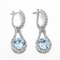 English Lock Blue Topaz Dangle Earrings White Gold 4.0g