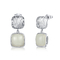 Carved 925 Sterling Silver Gemstone Earrings 5.63g Pear Shaped White Jade
